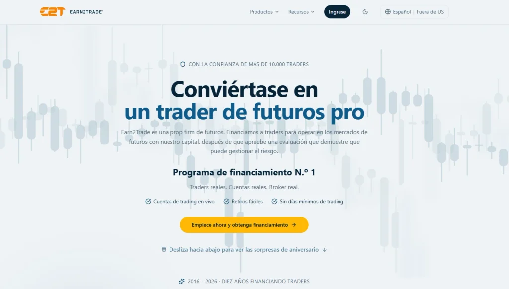 Earn2trade empresa de fondeo para traders de Futuros