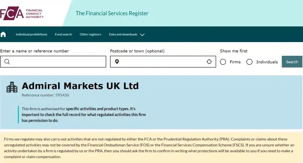 admirals UK regulación