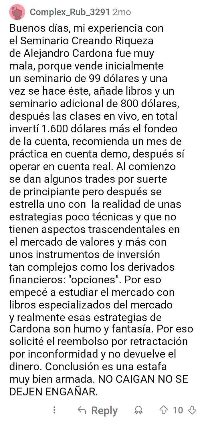 Seminario Creando Riqueza Opinión