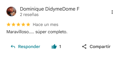 Reseña en Google de Dominique sobre el curso Experiencia Topstep